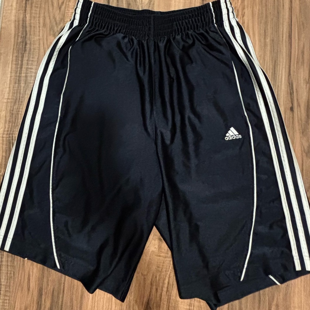 Adidas Navy Athletic Shorts with Signature Stripes